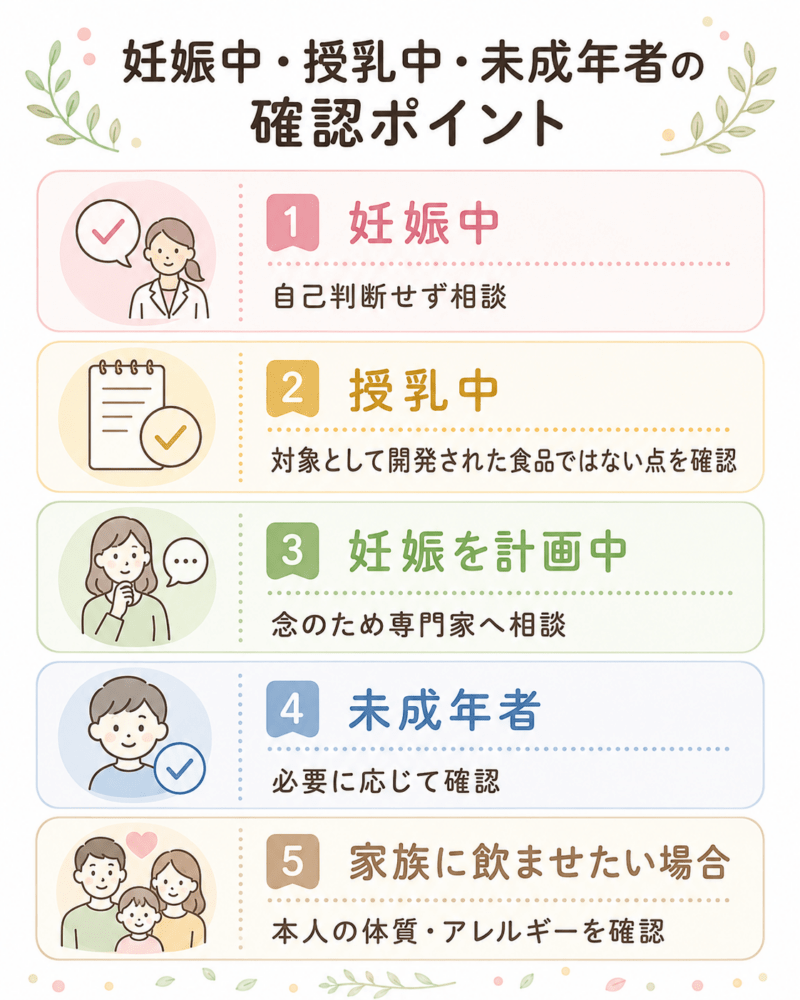 妊娠中・授乳中・未成年者の確認ポイント