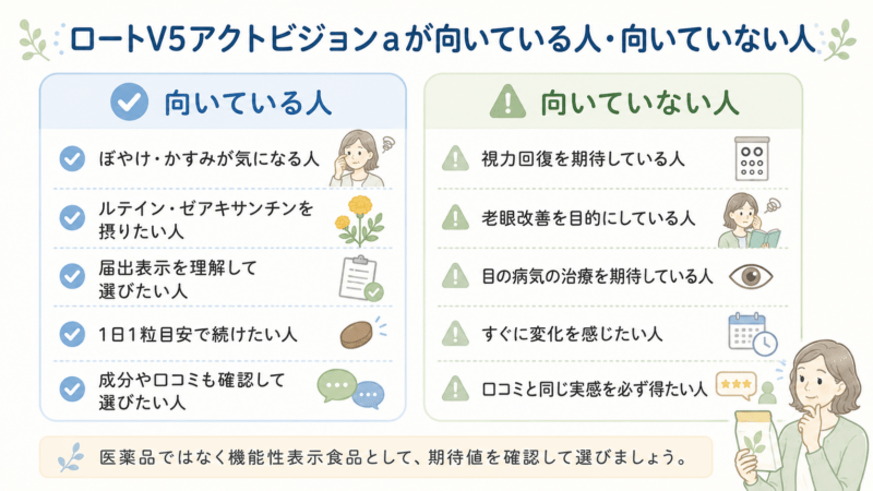 ロートV5アクトビジョンaが向いている人と向いていない人を左右で比較した図解